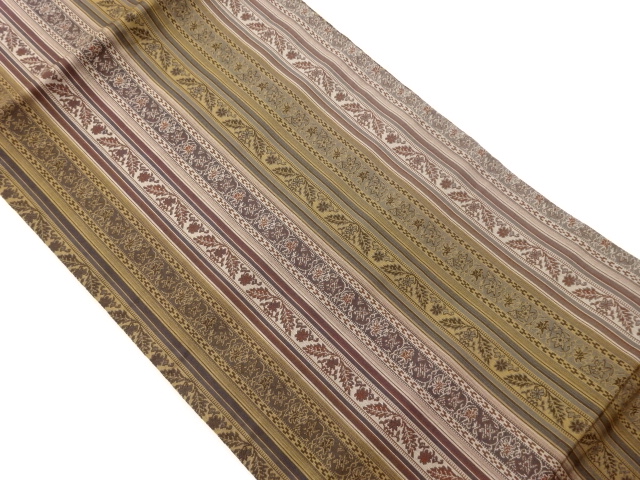 JAPANESE KIMONO / NAGOYA OBI / WOVEN STRIPE & PLANT 